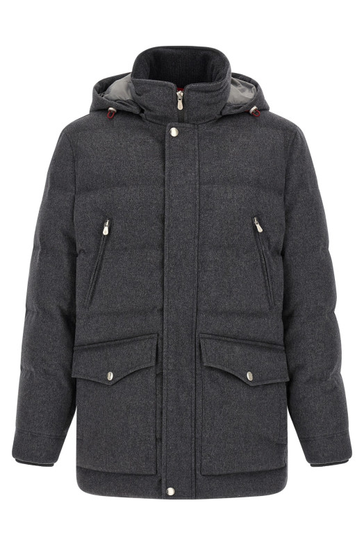 Membrane wool flannel parka Gray