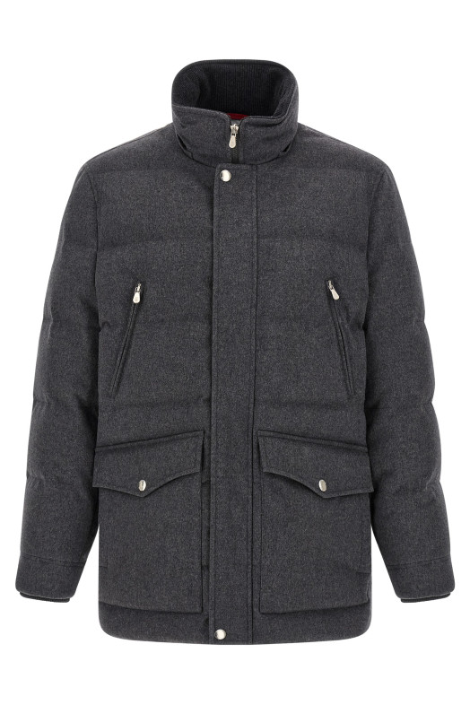 Membrane wool flannel parka Gray