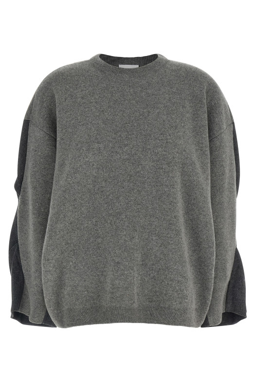 Two-tone sleeve sweater Gray