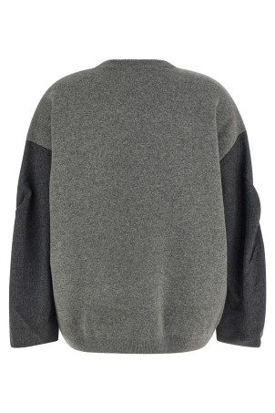 Two-tone sleeve sweater Gray