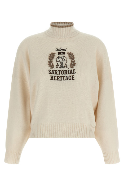 Heraldic embroidery sweater Beige