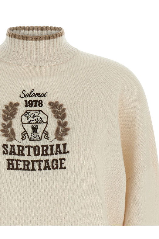 Heraldic embroidery sweater Beige