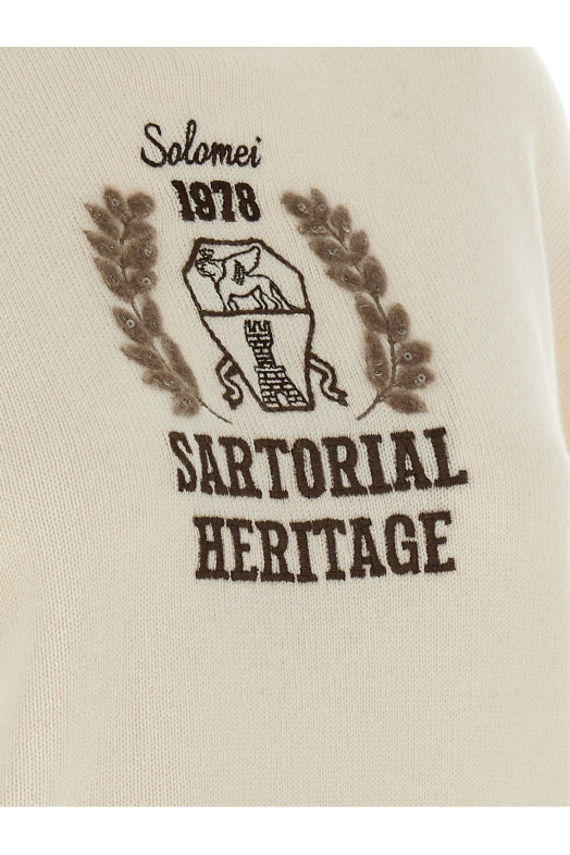 Heraldic embroidery sweater Beige