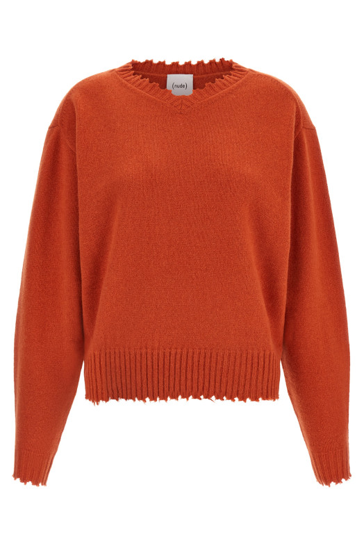 Fringed hem sweater orange