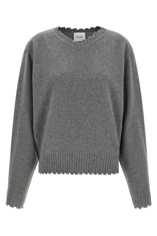 Fringed hem sweater Gray