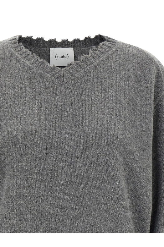Fringed hem sweater Gray