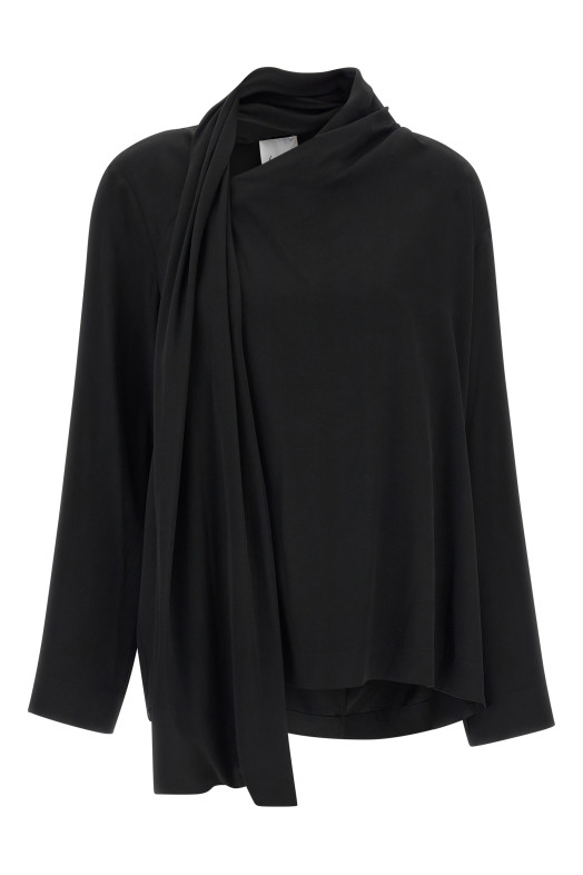 Draped panel blouse Black
