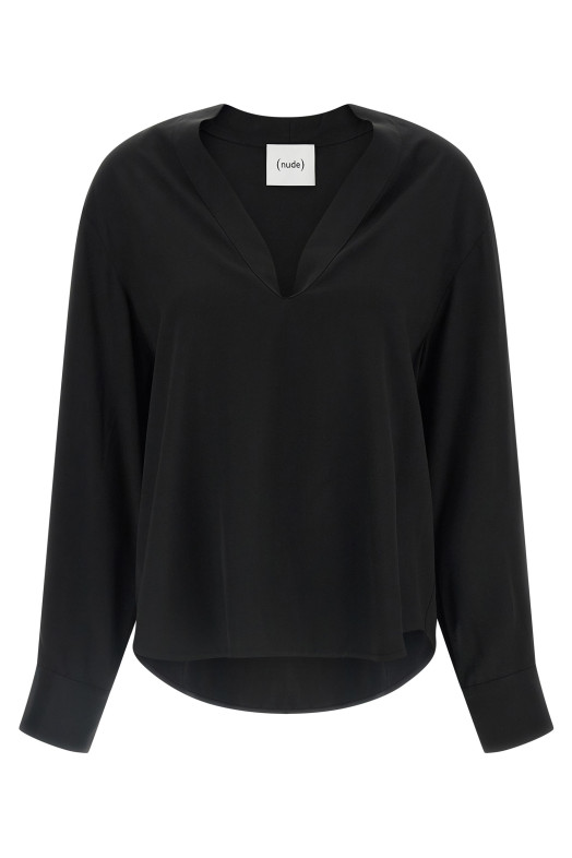 V-neck blouse Black
