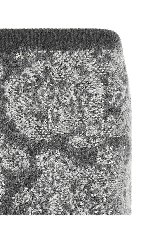 Jacquard knit skirt Gray