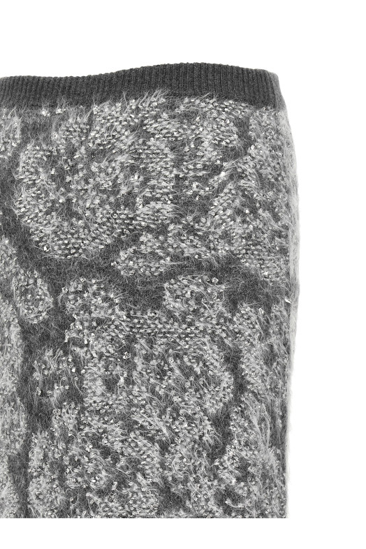 Jacquard knit skirt Gray