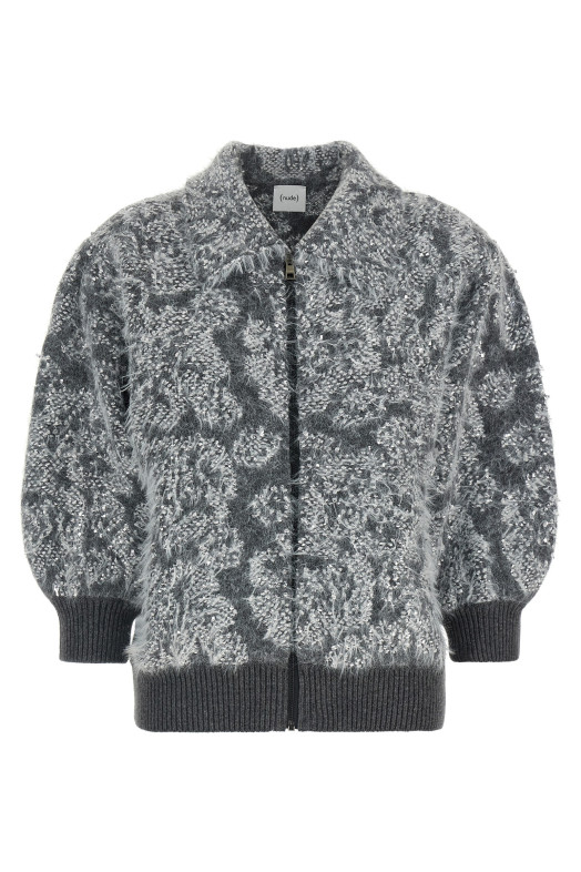 Jacquard knit cardigan Gray