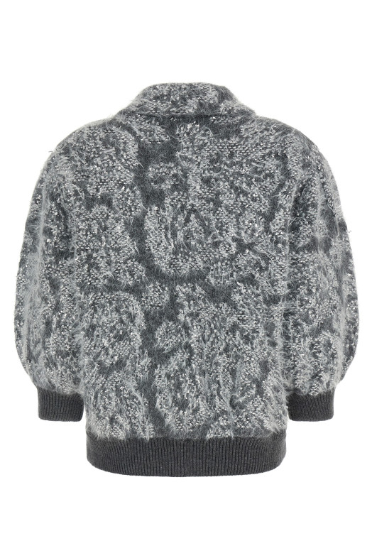 Jacquard knit cardigan Gray
