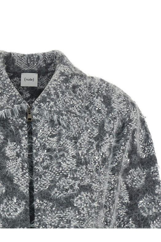 Jacquard knit cardigan Gray