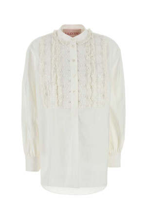 White cotton blend blouse VALENTINO GARAVANI (6B3AEAB390D)