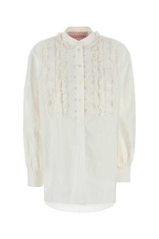 White cotton blend blouse VALENTINO GARAVANI (6B3AEAB390D)