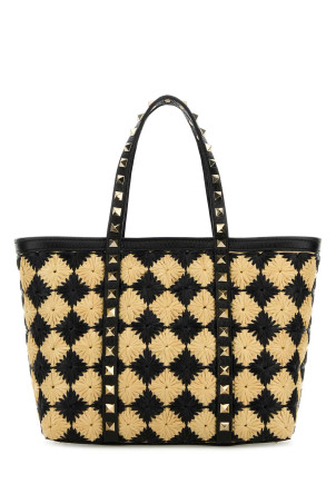 Embroidered raffia mini Rockstud handbag VALENTINO GARAVANI (6W2B0R26FFS)