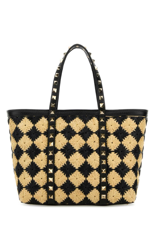Embroidered raffia mini Rockstud handbag VALENTINO GARAVANI (6W2B0R26FFS)
