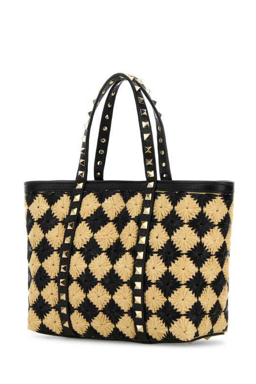 Embroidered raffia mini Rockstud handbag VALENTINO GARAVANI (6W2B0R26FFS)
