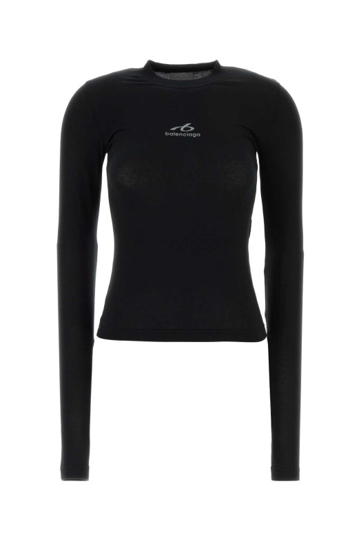 Black stretch cotton blend t-shirt Black BALENCIAGA (802115TVVD4)