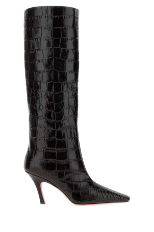 Dark brown leather Mona boots AMINA MUADDI (MONABOOT80)