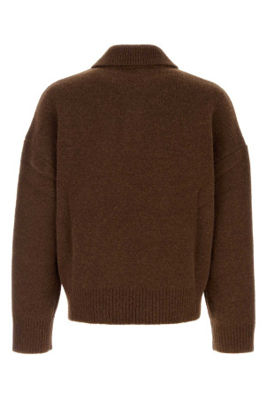 Chocolate stretch alpaca blend polo shirt AMI (UPL408KN0135)