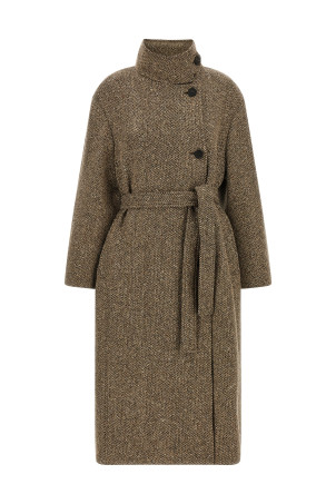 Sparkling virgin wool coat Brown