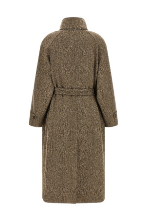 Sparkling virgin wool coat Brown