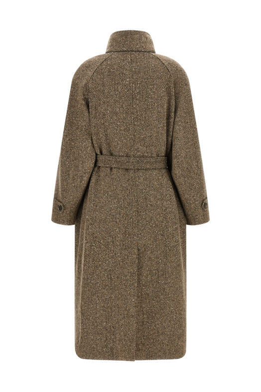 Sparkling virgin wool coat Brown