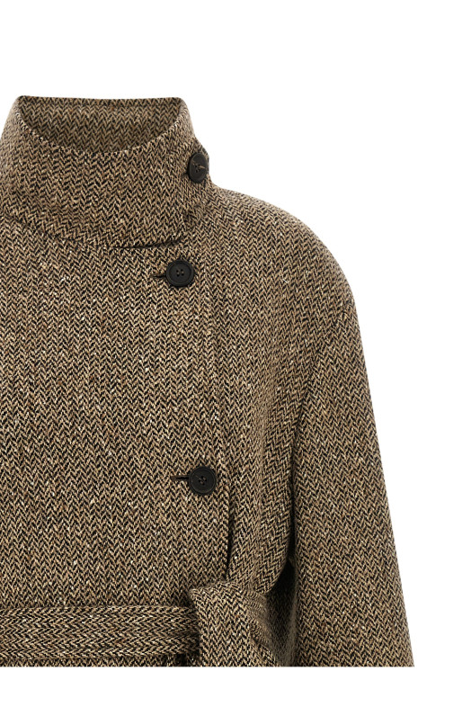 Sparkling virgin wool coat Brown