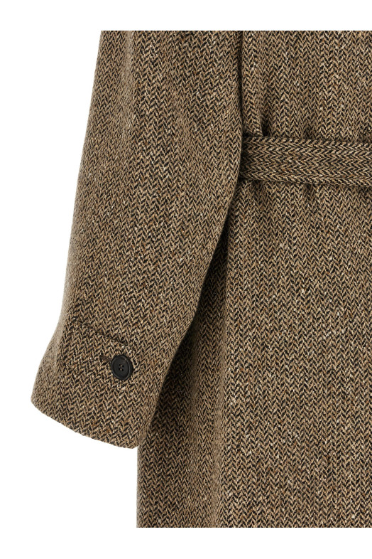 Sparkling virgin wool coat Brown