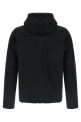 Velour leather hoodie Black