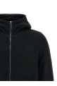 Velour leather hoodie Black