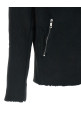 Velour leather hoodie Black
