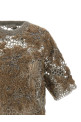 'Whispering Bloom Embroidery' T-shirt Brown