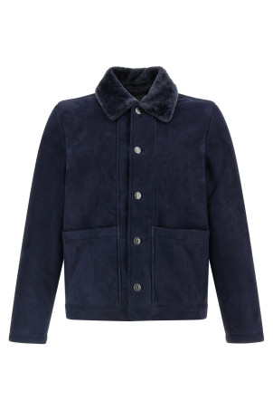 Shearling neck overshirt Blue