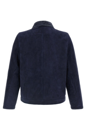 Shearling neck overshirt Blue