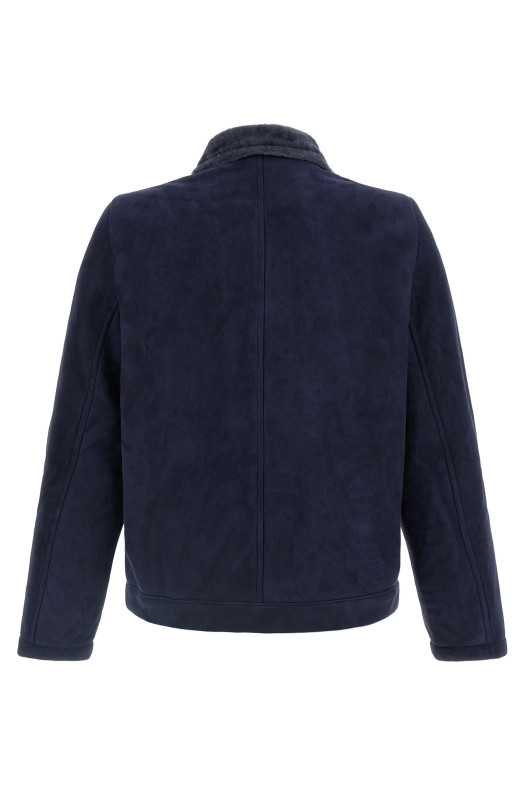 Shearling neck overshirt Blue