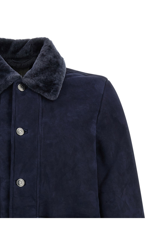 Shearling neck overshirt Blue