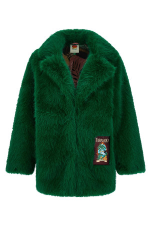 Faux fur graphic patch Green