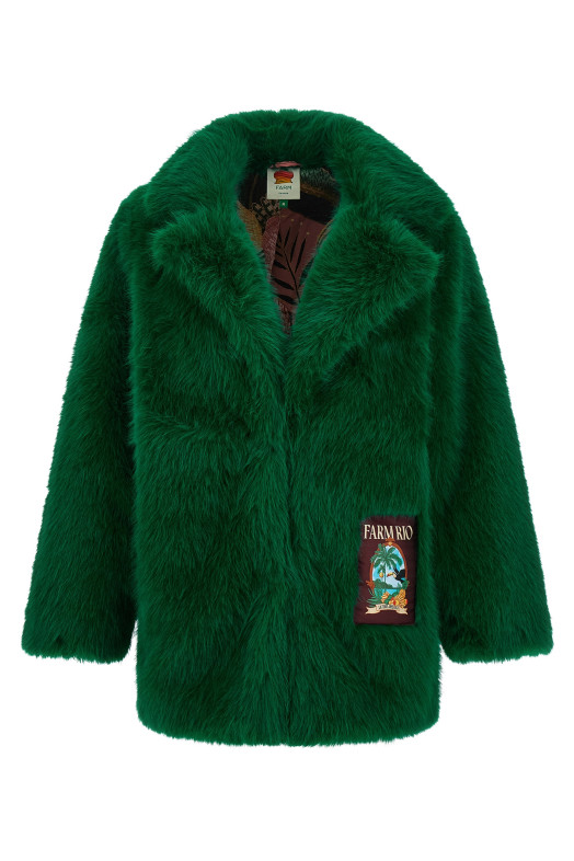 Faux fur graphic patch Green