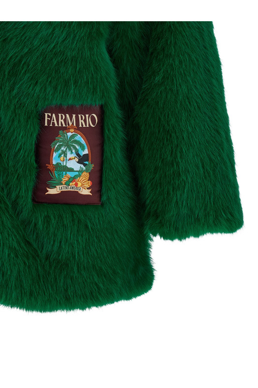 Faux fur graphic patch Green