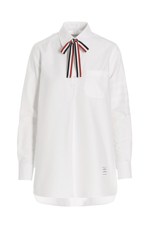 Logo pussy bow blouse White