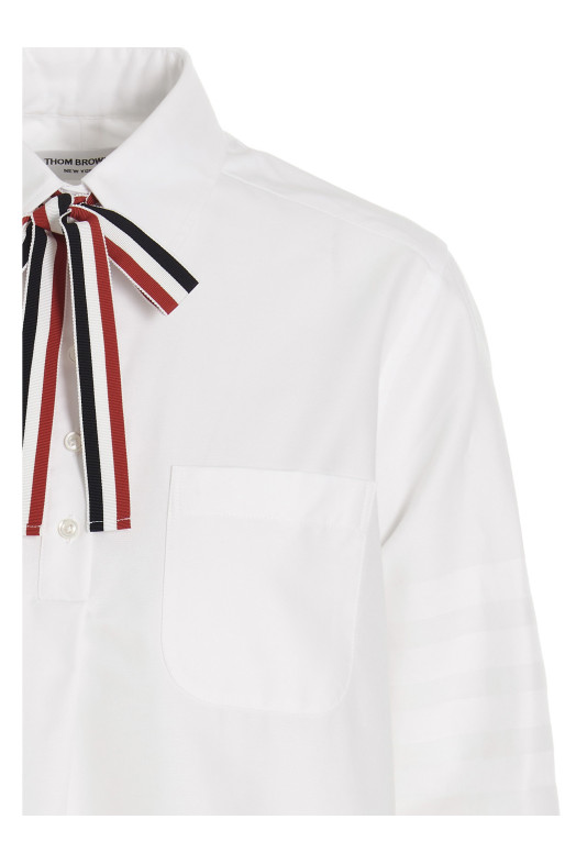 Logo pussy bow blouse White