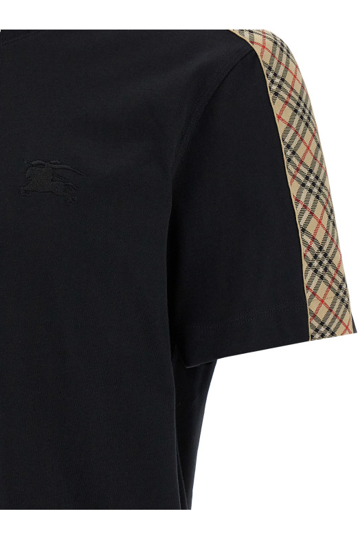 Check tape t-shirt Black