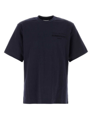 Navy blue cotton t-shirt SALVATORE FERRAGAMO (145920796592)
