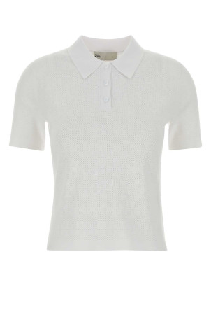 White stretch viscose blend polo shirt White TORY BURCH (182085)