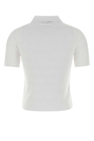 White stretch viscose blend polo shirt White TORY BURCH (182085)