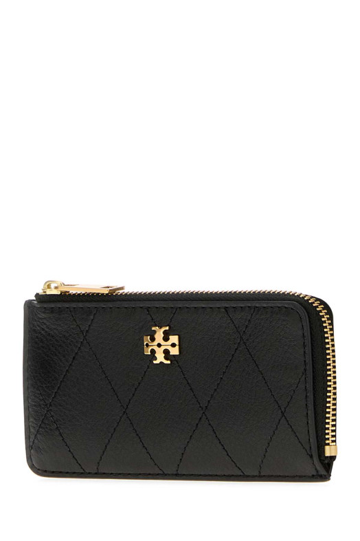 Black leather Charlie card holder TORY BURCH (186054)