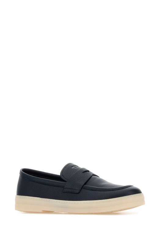 Navy blue leather loafers PRADA (2DG166FG000013)