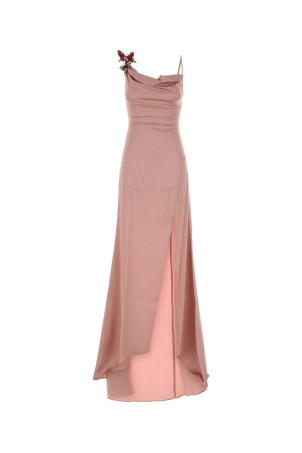 Pink stretch satin long dress BLUMARINE (4A455A)